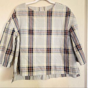 Basco Collection Plaid tunic top Full Button Back closure